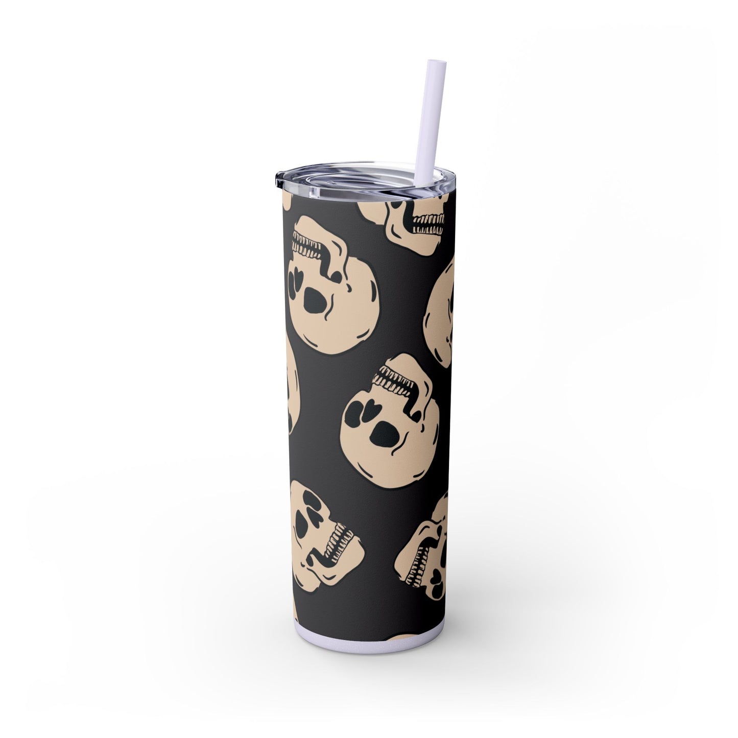 Skinny Tumbler with Straw, 20oz spookyscaryskeletons