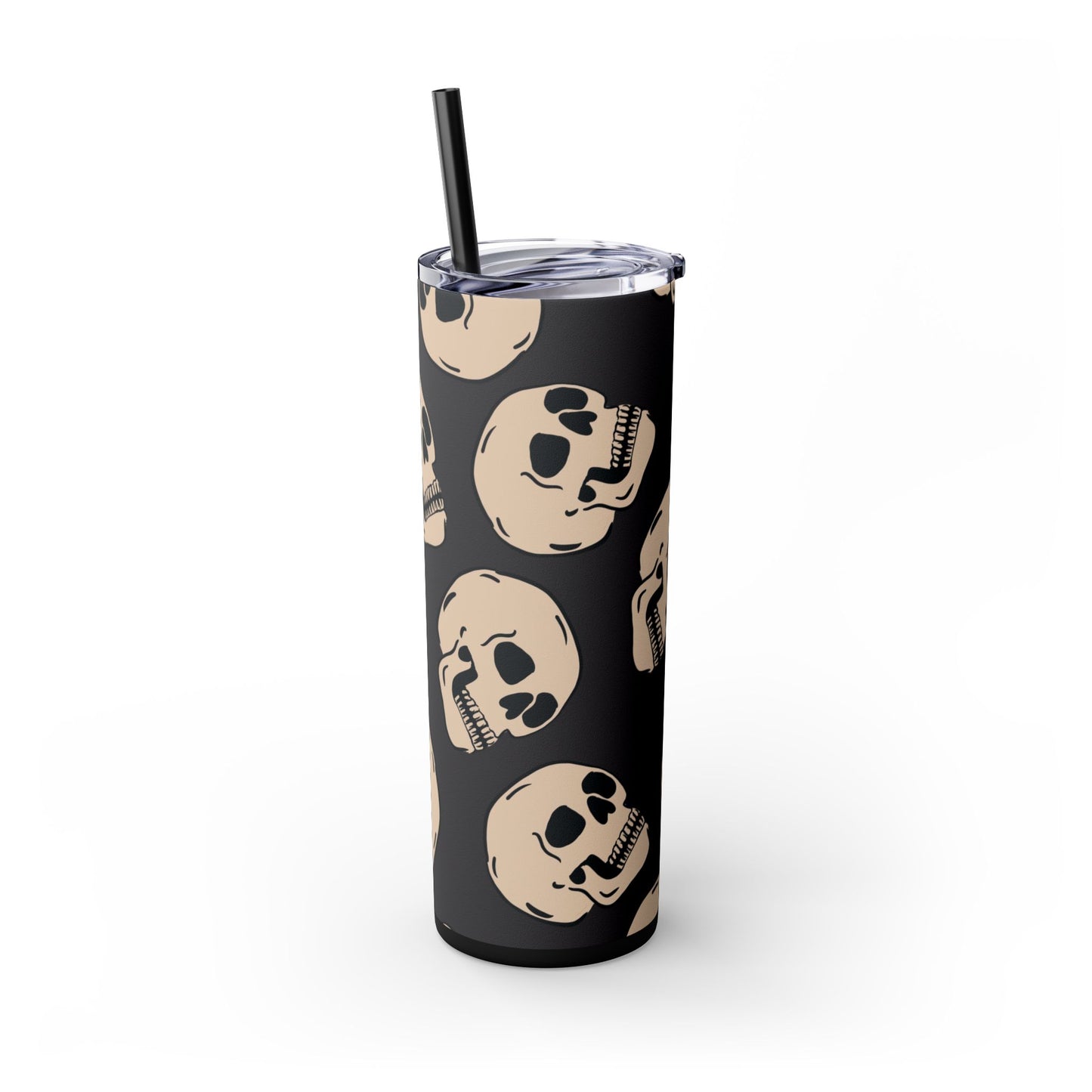 Skinny Tumbler with Straw, 20oz spookyscaryskeletons