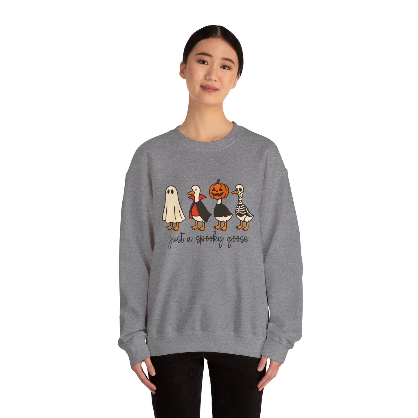 Just a Spooky Goose Crewneck Sweatshirt, Halloween Sweatshirt, Fall Fashion, Cozy Unisex Sweater, Cute Halloween Apparel, Fall Gift