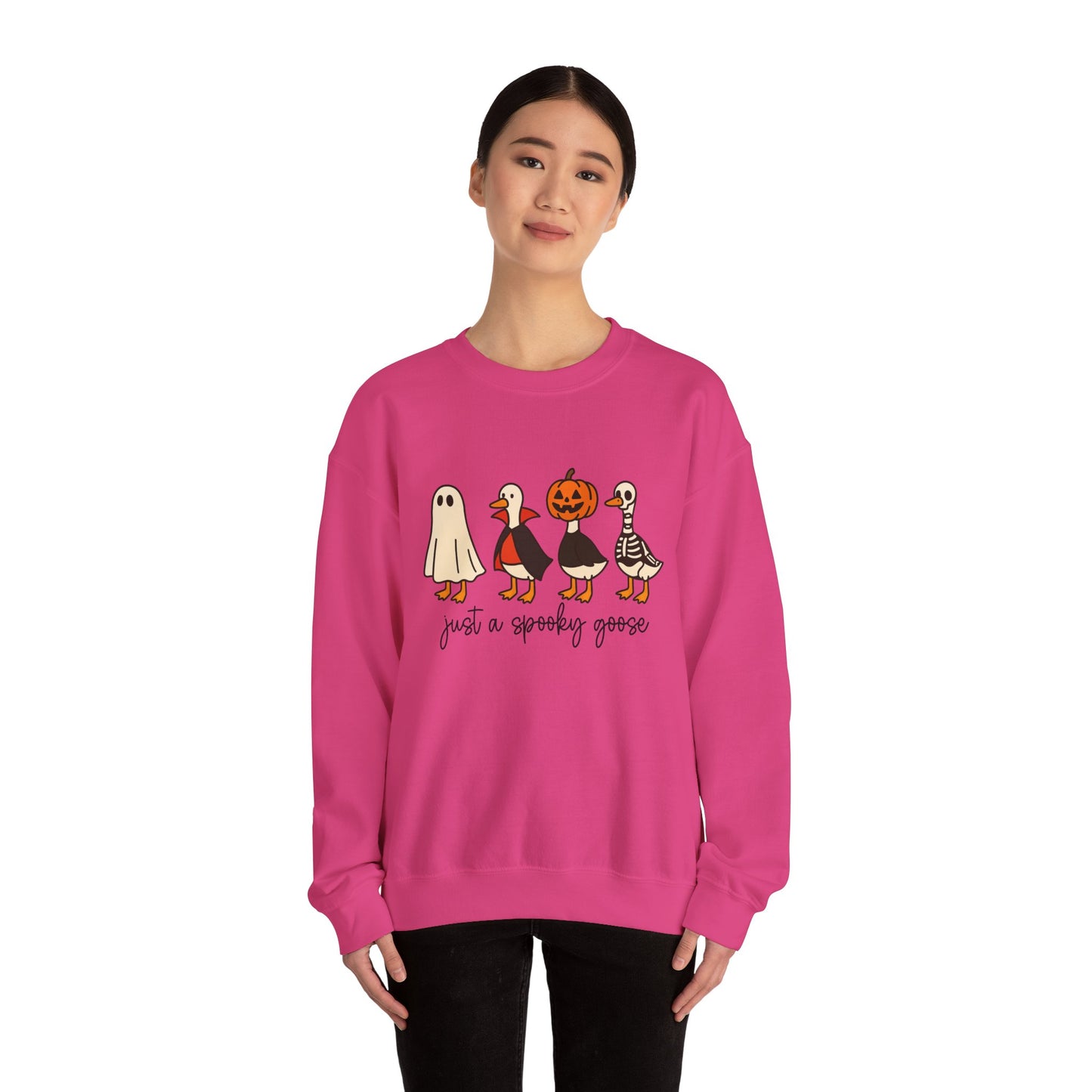 Just a Spooky Goose Crewneck Sweatshirt, Halloween Sweatshirt, Fall Fashion, Cozy Unisex Sweater, Cute Halloween Apparel, Fall Gift