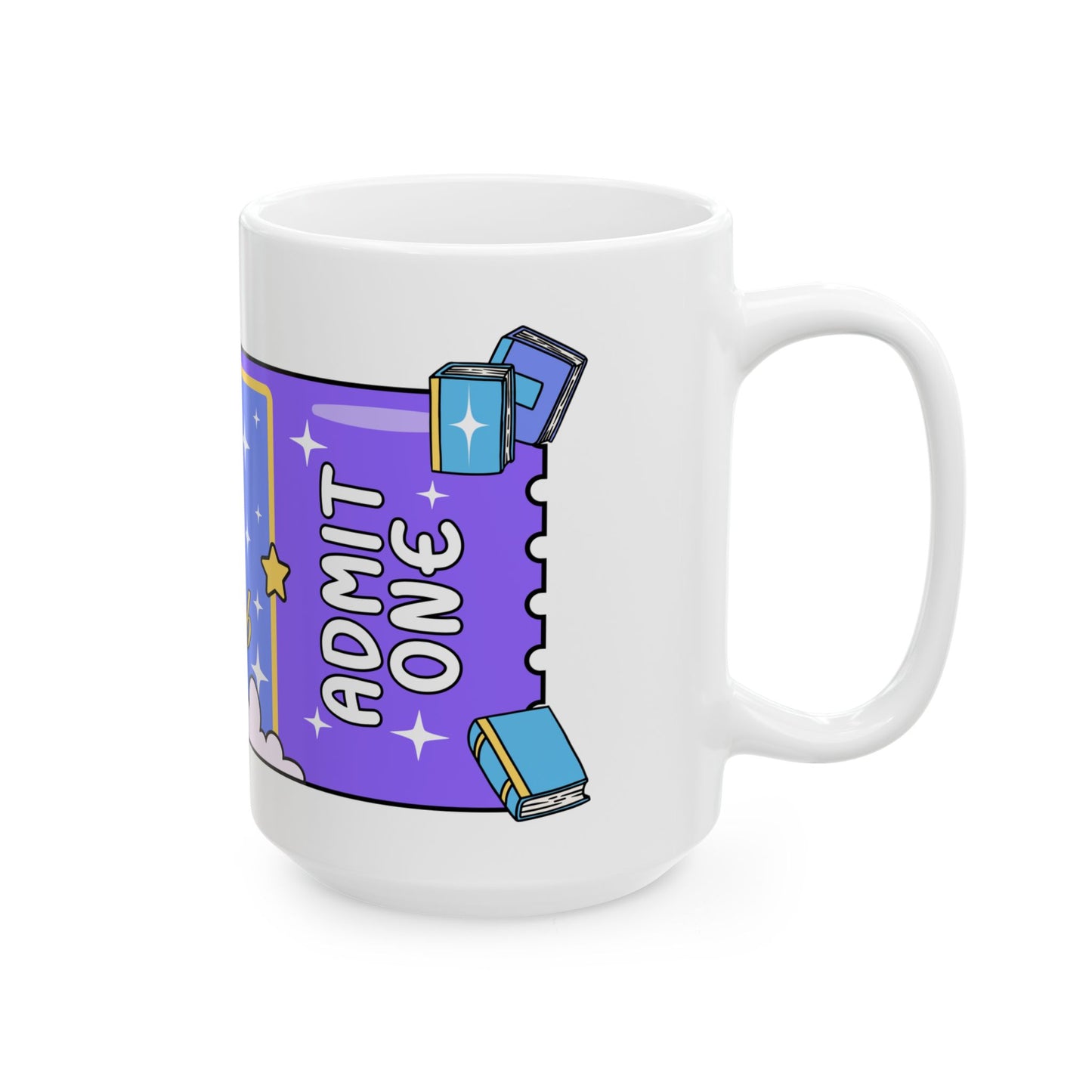 Late night reader ticket mug