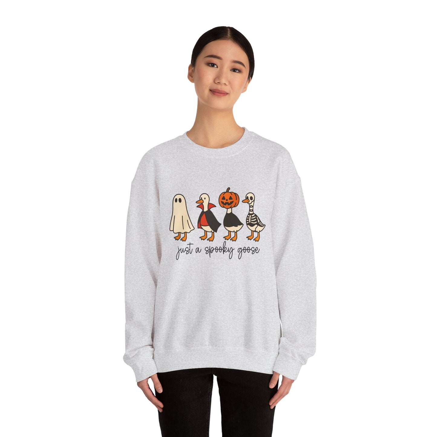Just a Spooky Goose Crewneck Sweatshirt, Halloween Sweatshirt, Fall Fashion, Cozy Unisex Sweater, Cute Halloween Apparel, Fall Gift