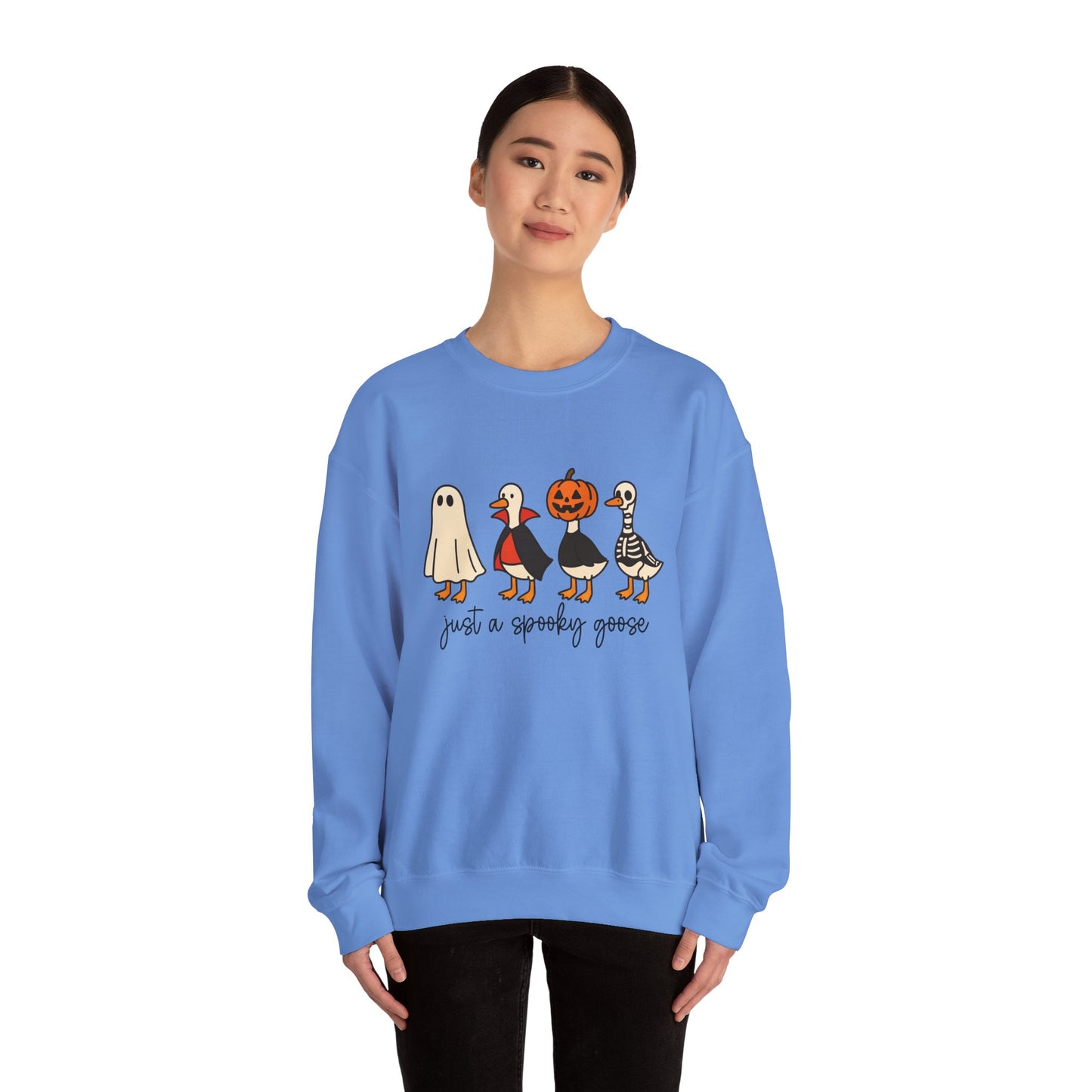 Just a Spooky Goose Crewneck Sweatshirt, Halloween Sweatshirt, Fall Fashion, Cozy Unisex Sweater, Cute Halloween Apparel, Fall Gift