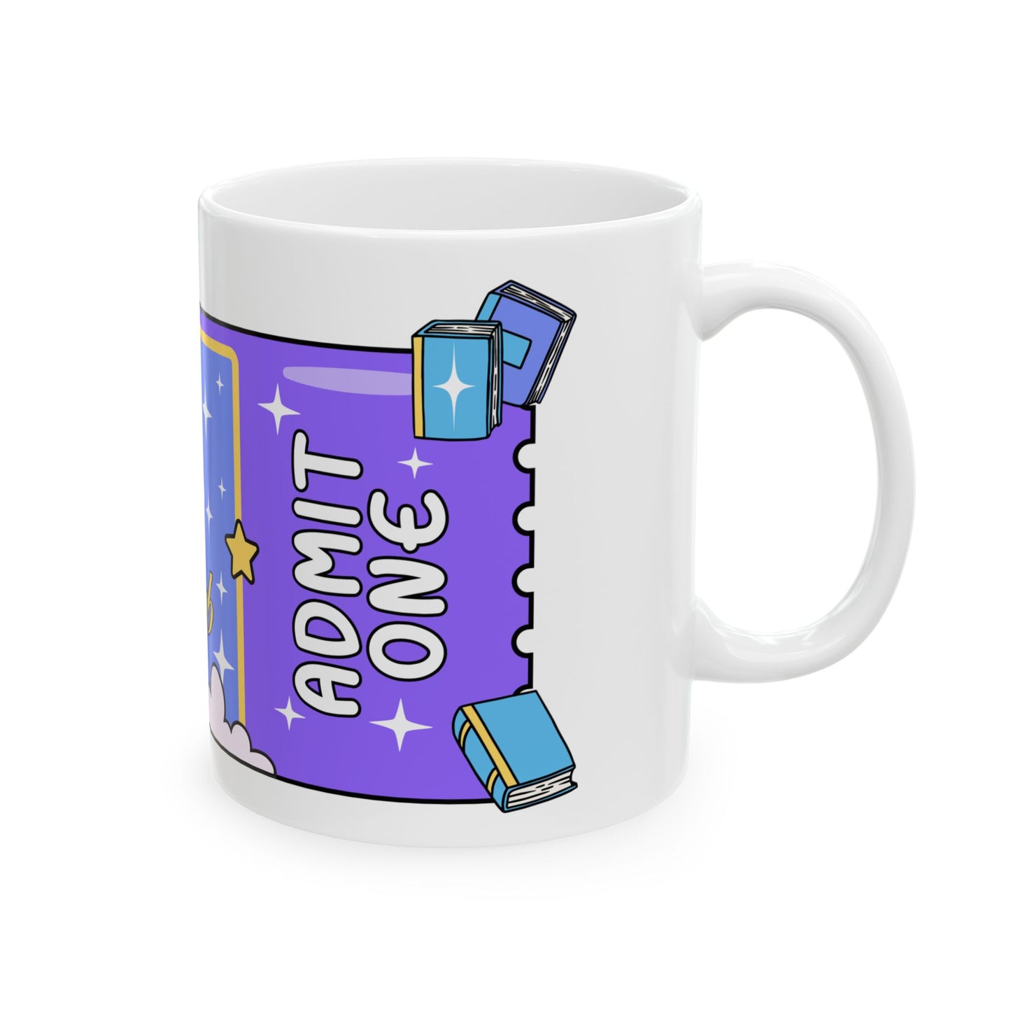 Late night reader ticket mug