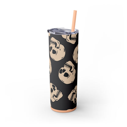 Skinny Tumbler with Straw, 20oz spookyscaryskeletons