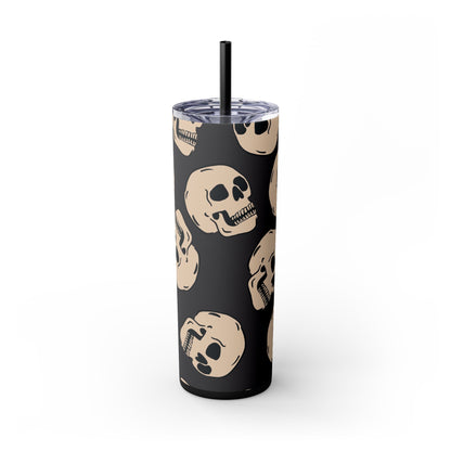 Skinny Tumbler with Straw, 20oz spookyscaryskeletons