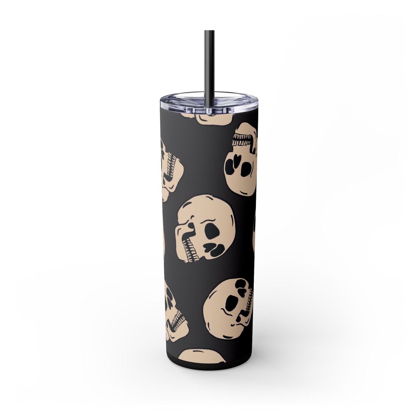 Skinny Tumbler with Straw, 20oz spookyscaryskeletons
