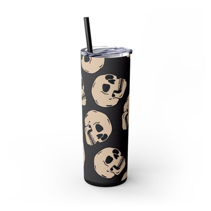 Skinny Tumbler with Straw, 20oz spookyscaryskeletons