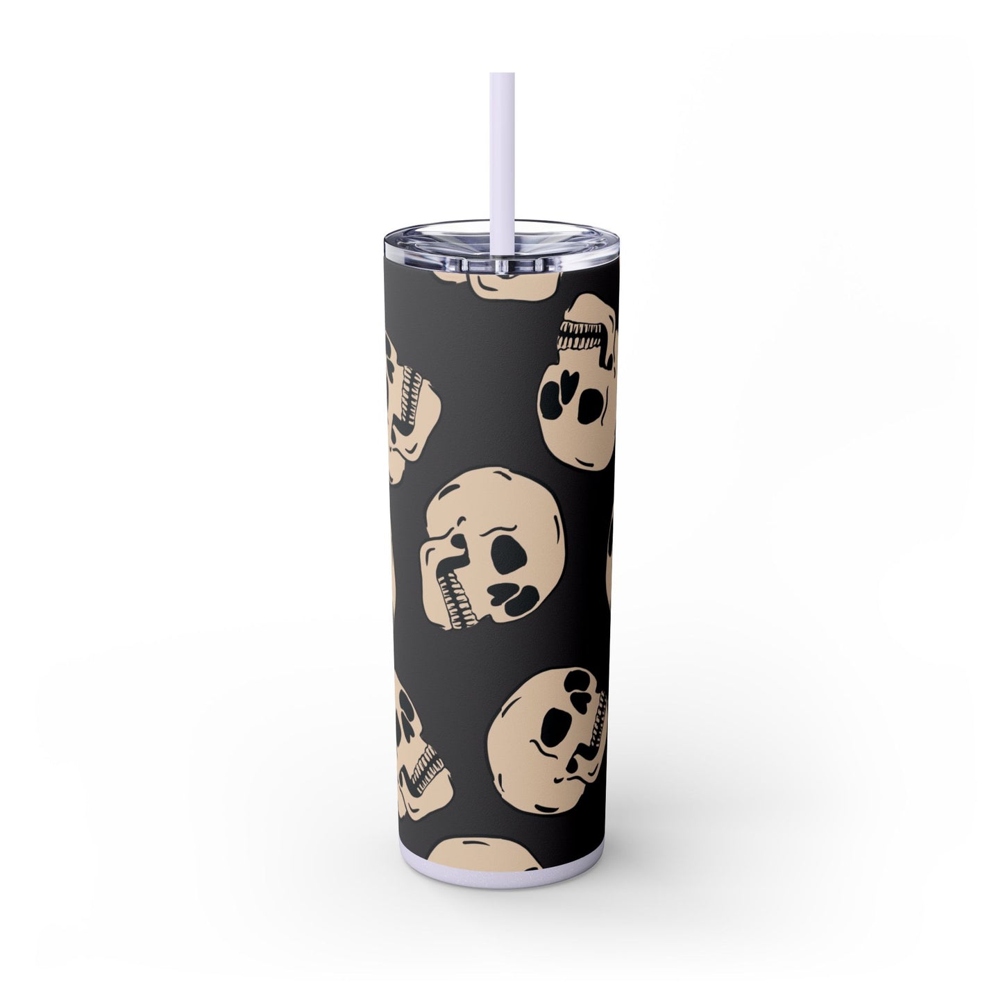 Skinny Tumbler with Straw, 20oz spookyscaryskeletons