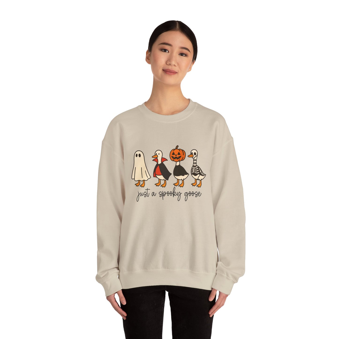 Just a Spooky Goose Crewneck Sweatshirt, Halloween Sweatshirt, Fall Fashion, Cozy Unisex Sweater, Cute Halloween Apparel, Fall Gift