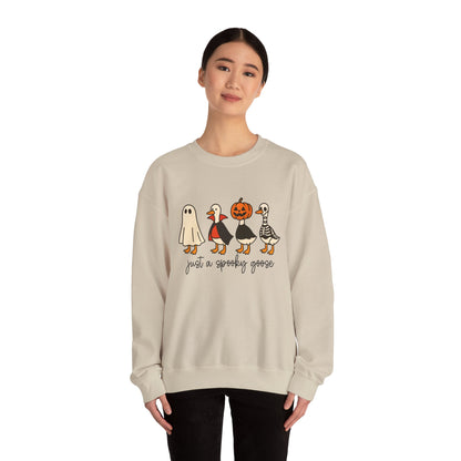 Just a Spooky Goose Crewneck Sweatshirt, Halloween Sweatshirt, Fall Fashion, Cozy Unisex Sweater, Cute Halloween Apparel, Fall Gift