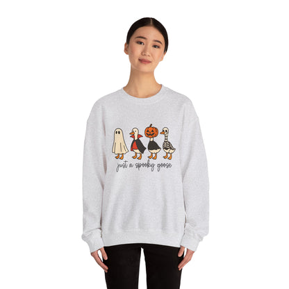 Just a Spooky Goose Crewneck Sweatshirt, Halloween Sweatshirt, Fall Fashion, Cozy Unisex Sweater, Cute Halloween Apparel, Fall Gift