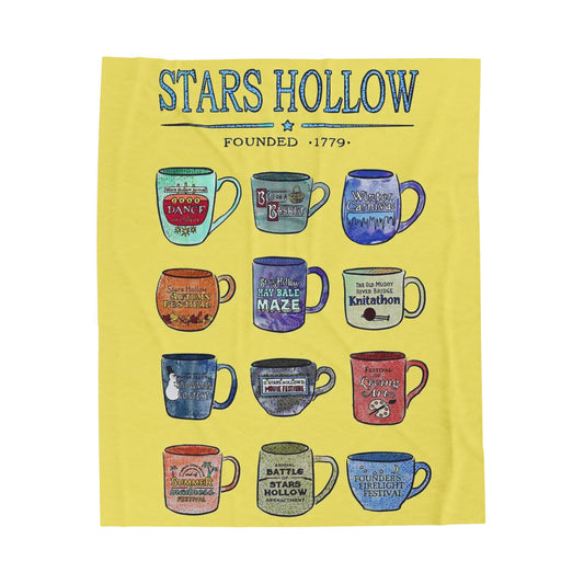 Velveteen Plush Blanket - stars hollow yellow