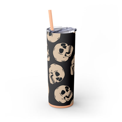 Skinny Tumbler with Straw, 20oz spookyscaryskeletons