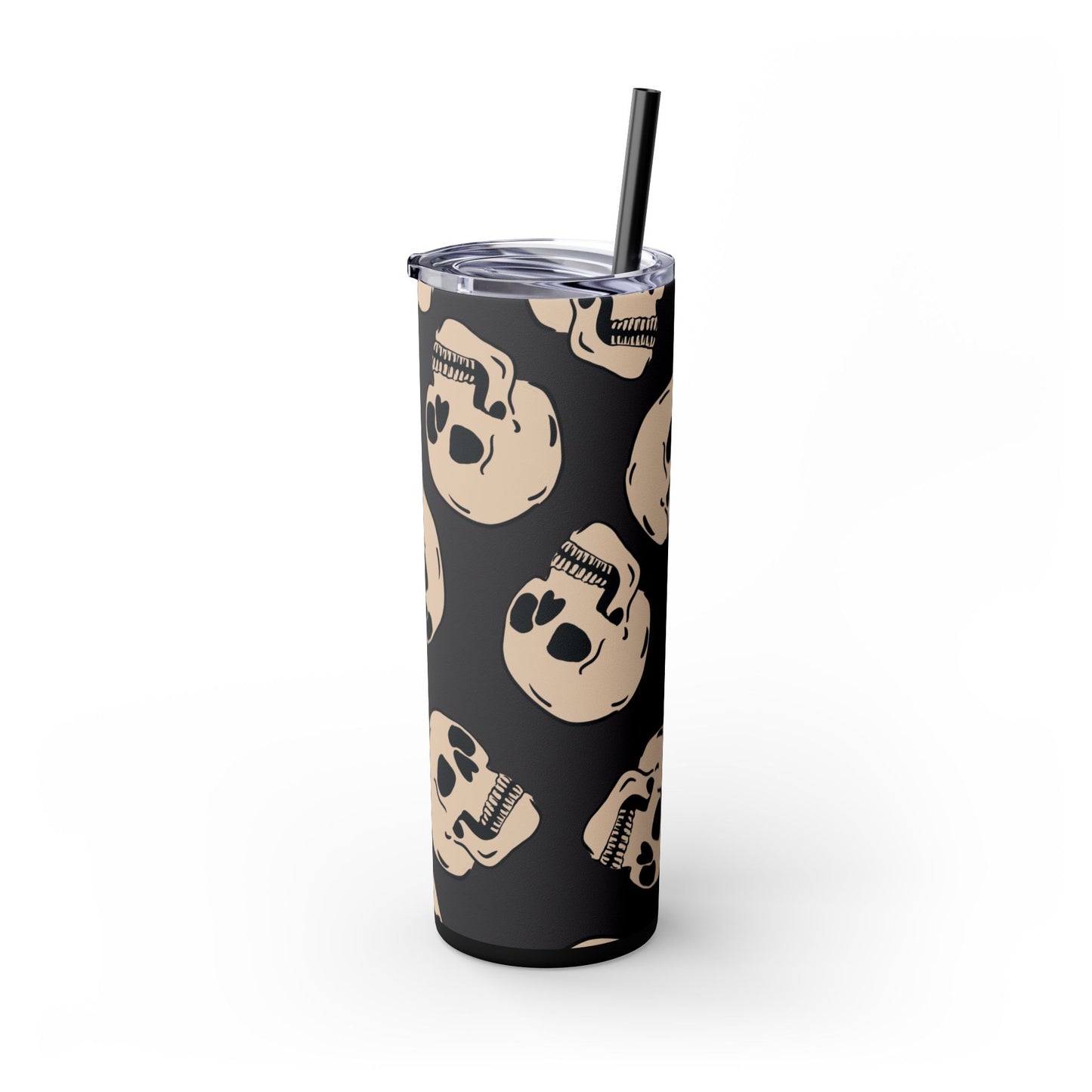 Skinny Tumbler with Straw, 20oz spookyscaryskeletons
