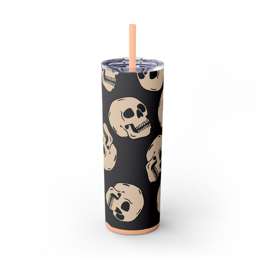 Skinny Tumbler with Straw, 20oz spookyscaryskeletons